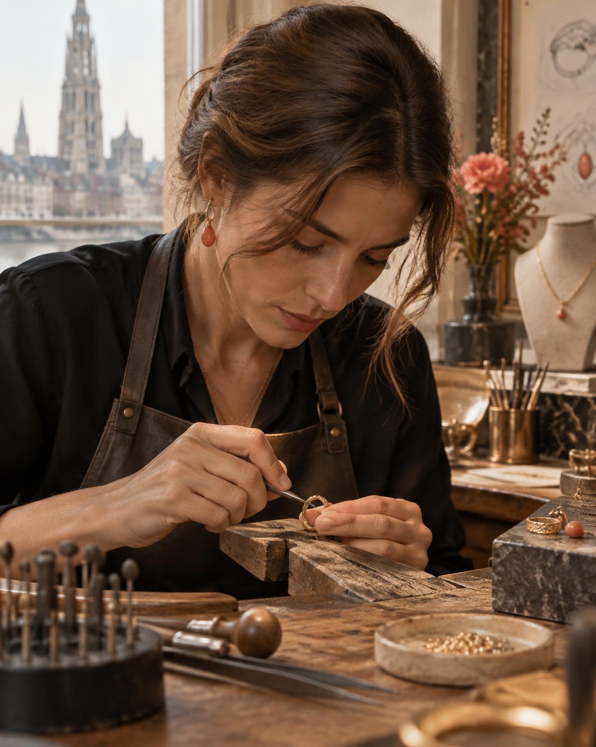 Goudsmid in het Antwerpse atelier